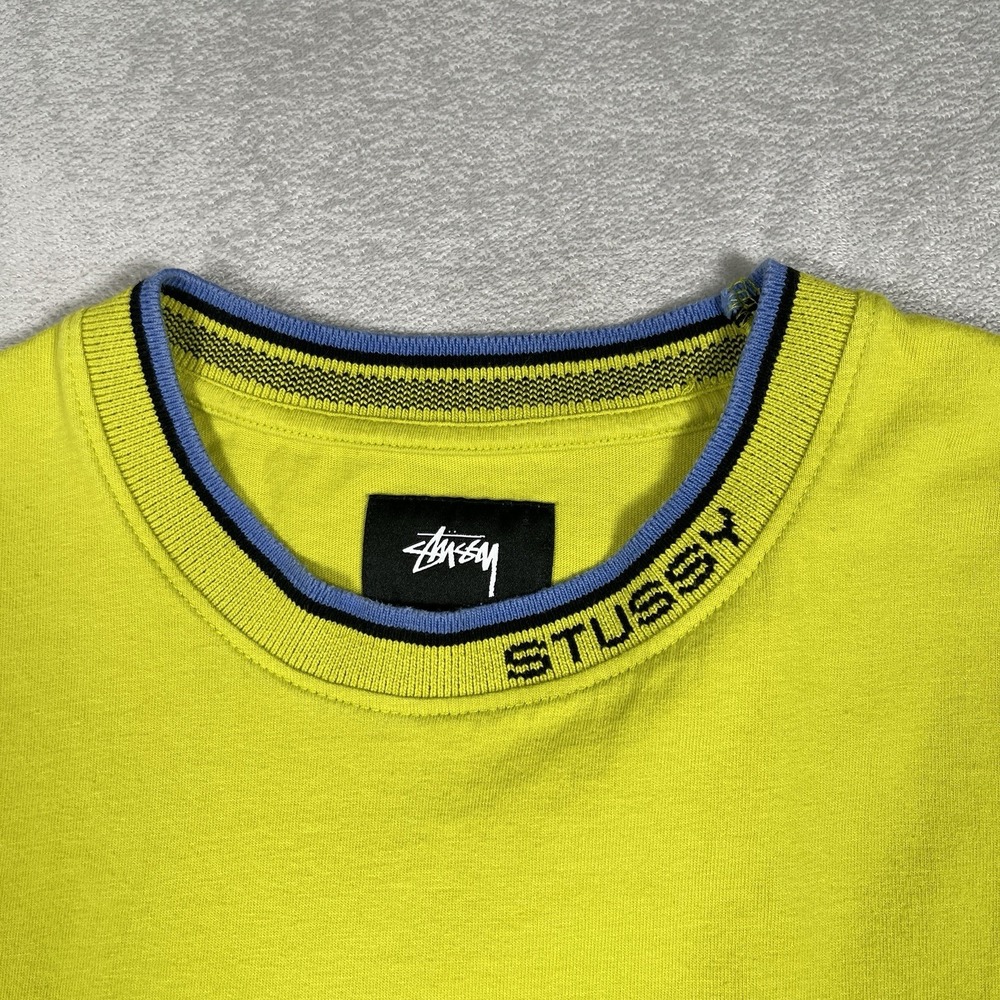 Y2K Stussy Long Sleeve Tee Neon Green/Yellow Men's Size M Skate Casual Vintage - Picture 4 of 8